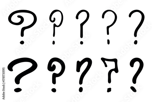 Set of hand drawn question mark clipart Single element for design