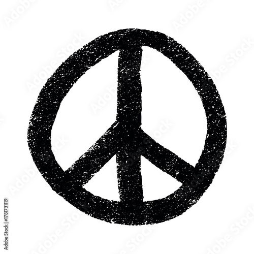 Hand drawn peace sign No war symbol Hippie clipart in doodle style Single element for print, web, design, decor