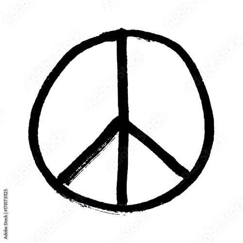 Hand drawn peace sign No war symbol Hippie clipart in doodle style Single element for print, web, design, decor