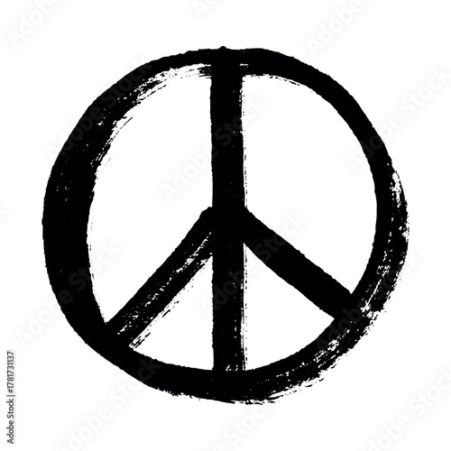 Hand drawn peace sign No war symbol Hippie clipart in doodle style Single element for print, web, design, decor
