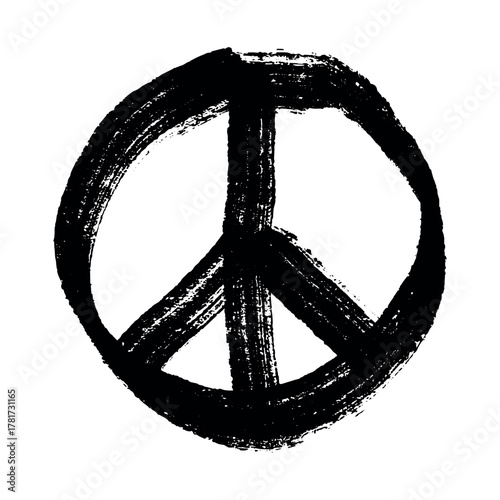 Hand drawn peace sign No war symbol Hippie clipart in doodle style Single element for print, web, design, decor