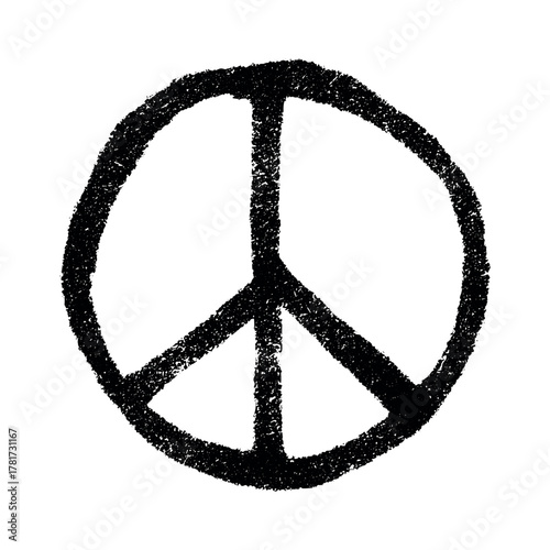 Hand drawn peace sign No war symbol Hippie clipart in doodle style Single element for print, web, design, decor