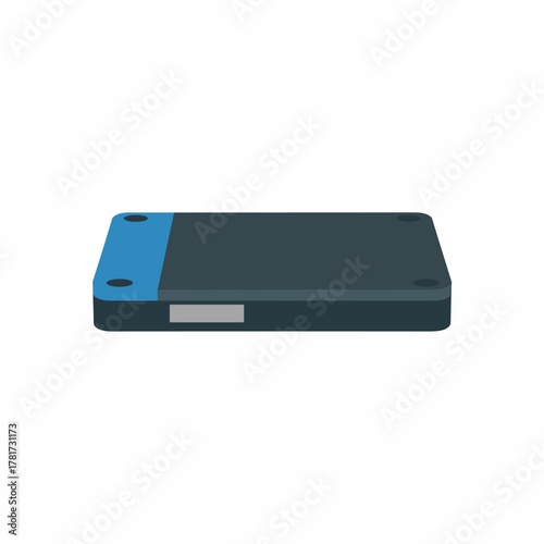 Flat-Style Portable Hard Drive on White Background