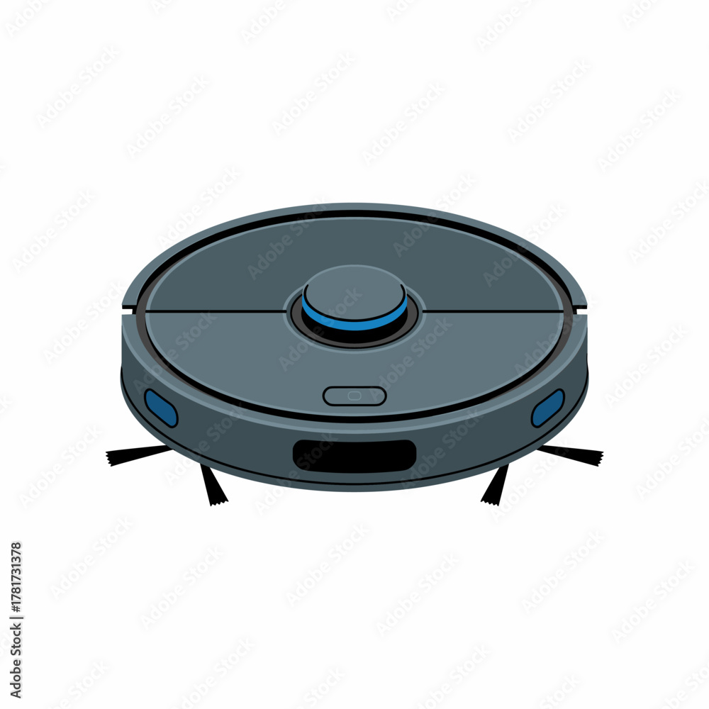 Fototapeta premium Clean Flat Design Depicting a Robot Vacuum