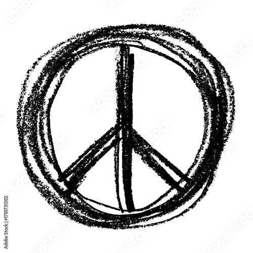 Hand drawn peace sign No war symbol Hippie clipart in doodle style Single element for print, web, design, decor