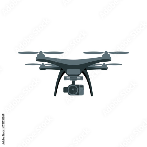 Simple Flat Illustration of an Aerial Drone Device