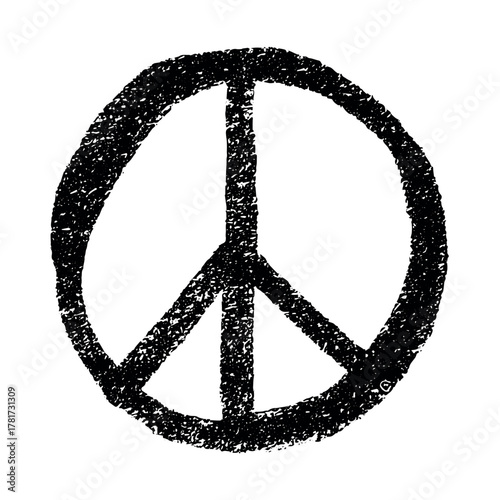 Hand drawn peace sign No war symbol Hippie clipart in doodle style Single element for print, web, design, decor