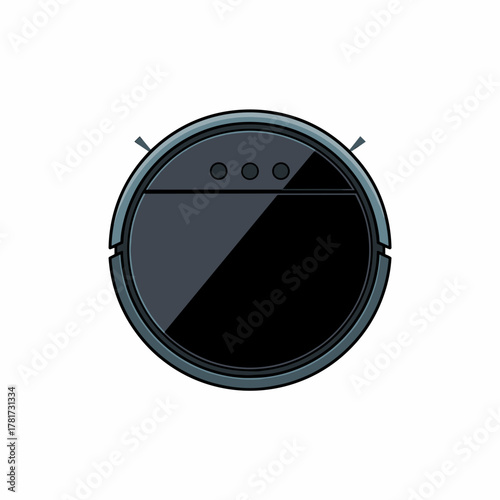 Flat Illustration of a Circular Smart Vacuum