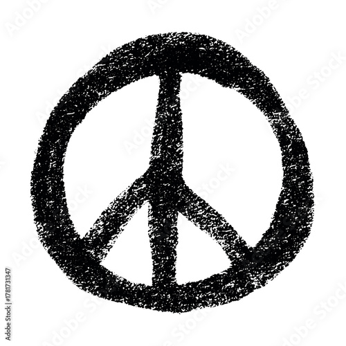 Hand drawn peace sign No war symbol Hippie clipart in doodle style Single element for print, web, design, decor