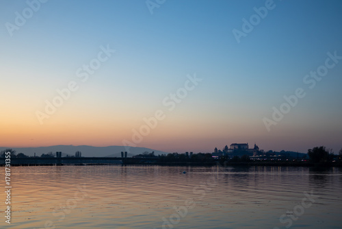 Sunset Over Ptuj Castle and Puh Bridge