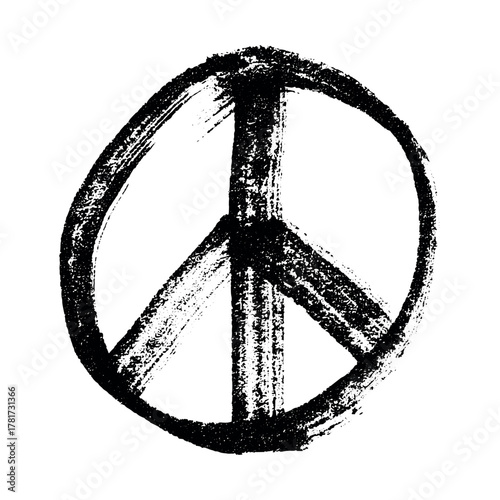 Hand drawn peace sign No war symbol Hippie clipart in doodle style Single element for print, web, design, decor