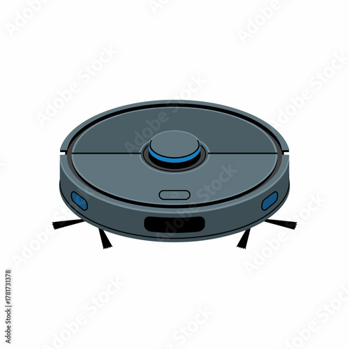 Clean Flat Design Depicting a Robot Vacuum