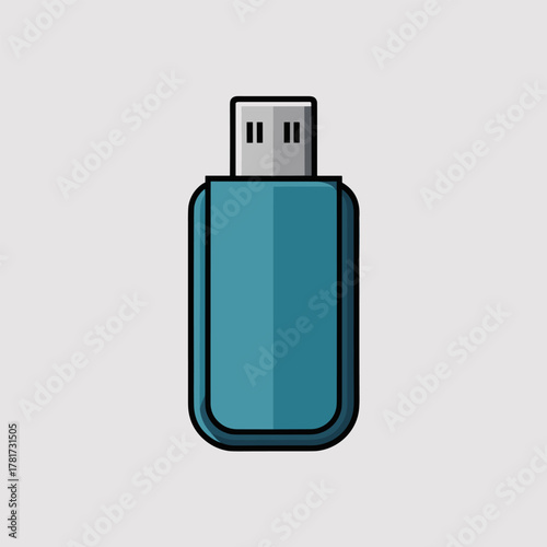 Flat Illustration of a USB Flash Drive