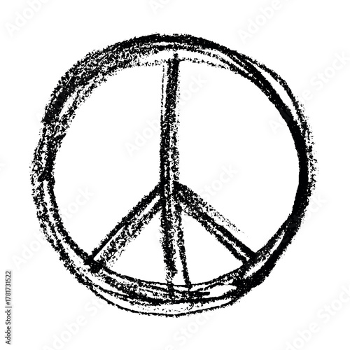 Hand drawn peace sign No war symbol Hippie clipart in doodle style Single element for print, web, design, decor