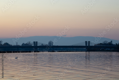 Puh Bridge on Lake Ptuj and River Drava