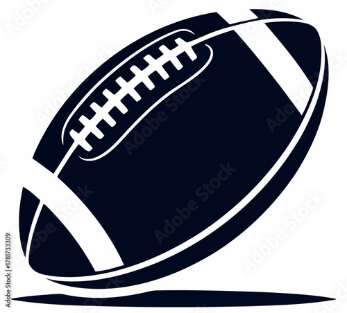 Dark blue American football with white laces and stripes sport game