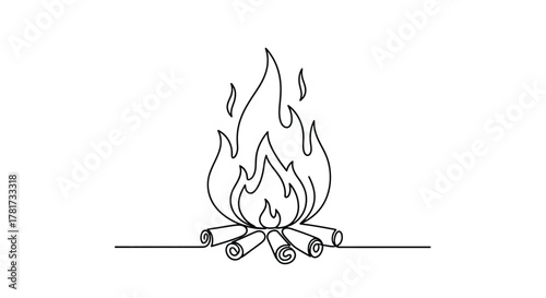 Campfire drawing simple line art