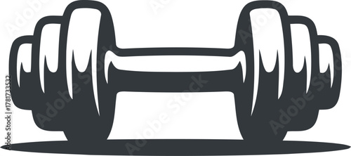 Dark gray dumbbell icon on white background weight fitness