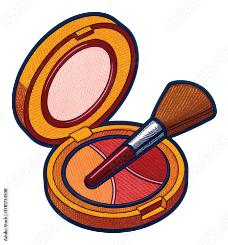 Vibrant makeup palette with brush for beauty bloggers and cosmetic brands, perfect for tutorials, reviews, and modern beauty campaigns