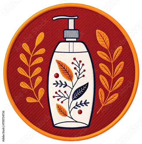 Elegant hand sanitizer bottle with floral accents, a modern approach to wellness and hygiene for health-conscious consumers during cold and flu season