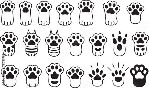 Collection of Paw Print Illustration Various Shapes and Styles Pet Footprints