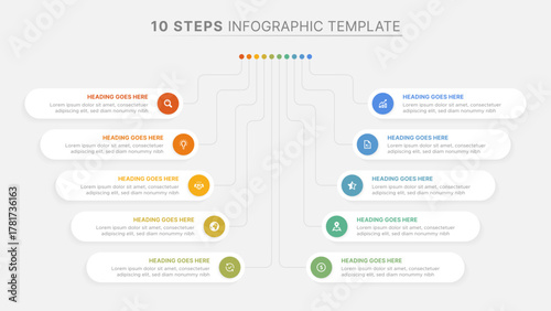 10 Steps Business Infographic Template Workflow Process Flow Chart