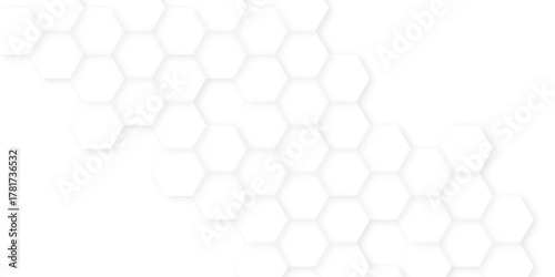 Abstract white hexagon background, Seamless pattern with hexagon, Futuristic abstract honeycomb mosaic white background. white hexagon design concept with geometric background.