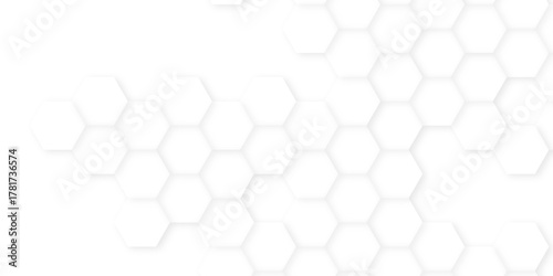 Abstract white hexagon background, Seamless pattern with hexagon, Futuristic abstract honeycomb mosaic white background. white hexagon design concept with geometric background.