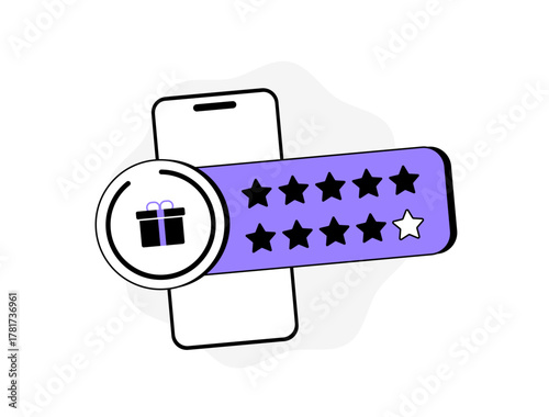 Customer loyalty program boosts ecommerce retention with mobile rewards, star ratings, gamified incentives. Personalized UX for increased engagement, repeat purchases, revenue growth illustration