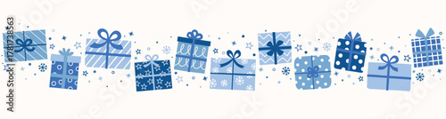 Fotografía Christmas banner with funny hand drawn gift boxes