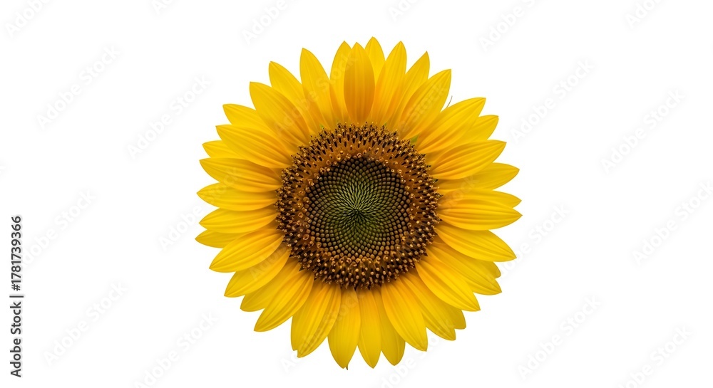 Fototapeta premium Vibrant Yellow Sunflower in Full Bloom Isolated on White Background Symbol of Positivity, Sunshine, and Natural Beauty