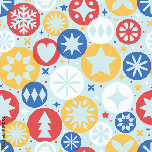 Cuadro en lienzo Colourful Christmas seamless texture in modern style