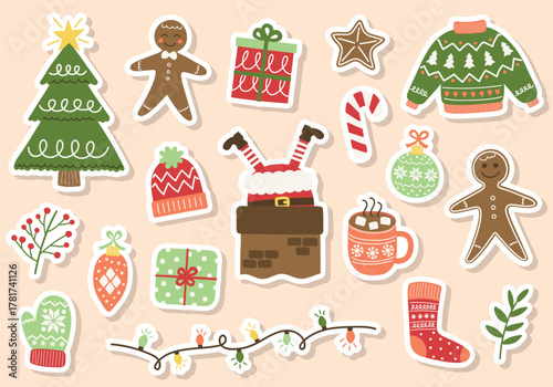 Fotomural Set with colourful Christmas stickers