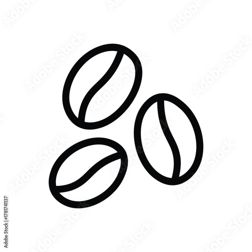 Coffee beans line icon, outline illustration of roasted coffee grains for espresso or cafe drink, symbolizing aroma, freshness