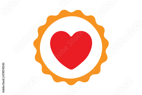 Bright heart inside golden frame vector representing love, warmth, and kindness. Ideal for logos or Valentine’s cards.