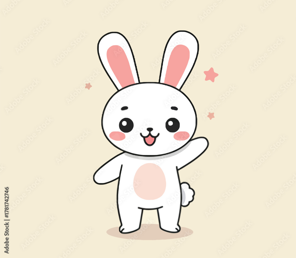 Fototapeta premium Charming Cartoon Bunny Character with Floating Hearts