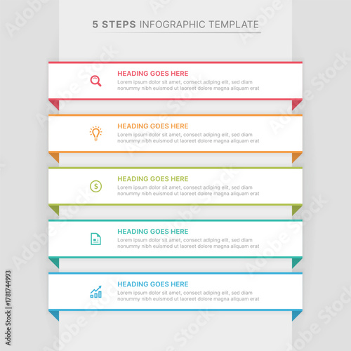 5 Steps Vertical Business Infographic Template Design