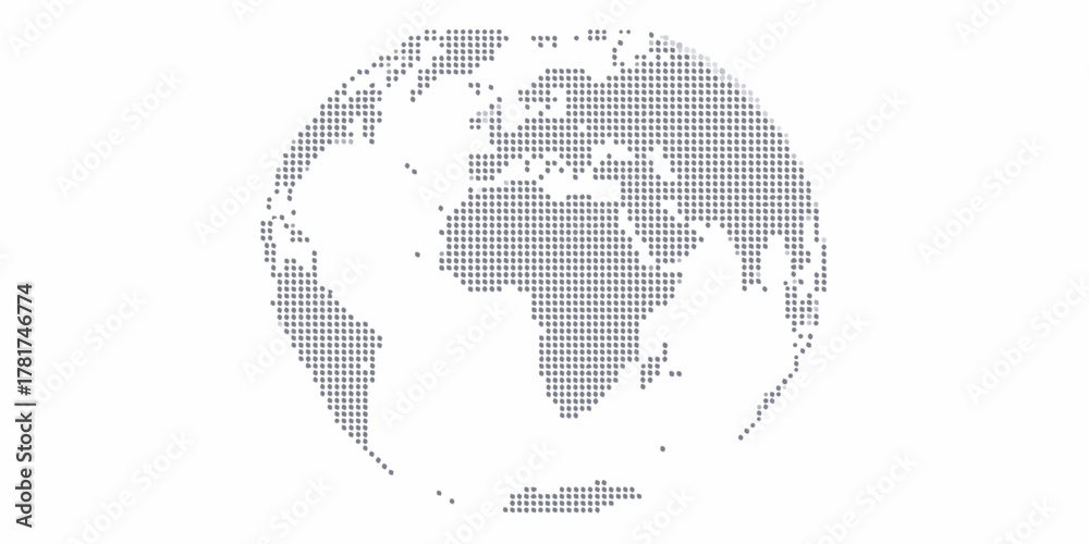 Fototapeta premium Abstract dotted globe earth representation with africa and europe prominent on white background