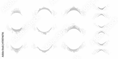 Abstract gray wave patterns and sound waveforms on a white background