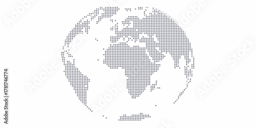 Abstract dotted globe earth representation with africa and europe prominent on white background