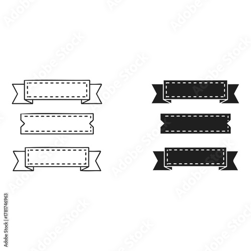 Ribbon Banners: Clean and minimalist graphic design element of three distinct ribbon banners, perfect for conveying messages or adding visual interest to any project.