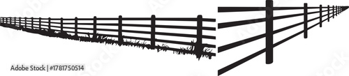 Fence line perspective black and white farm ranch border property security design view
