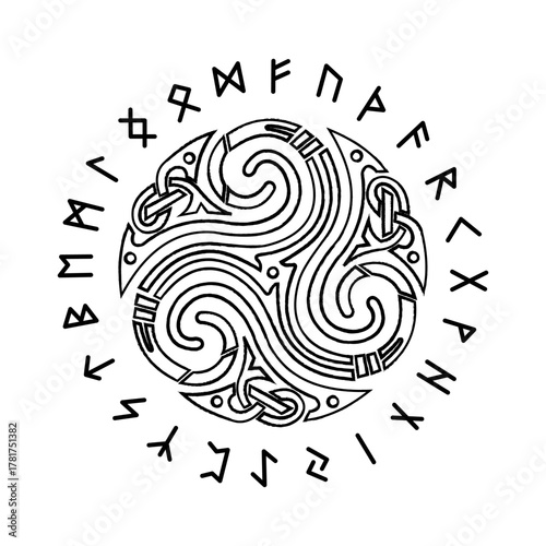 Scandinavian symbol with runes vector illustration