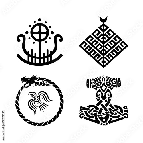 Scandinavian symbol with runes vector illustration