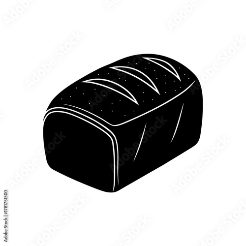 Freshly baked loaf of sliced bread silhouette icon design element