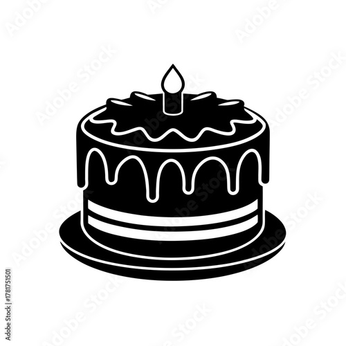 Birthday cake icon with a lit candle, a simple celebration symbol.