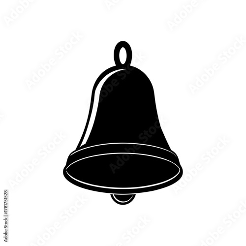 Classic black silhouette bell icon, minimalist graphic design