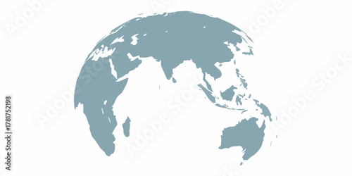 Stylized globe showing asia australia and the indian ocean on a white background