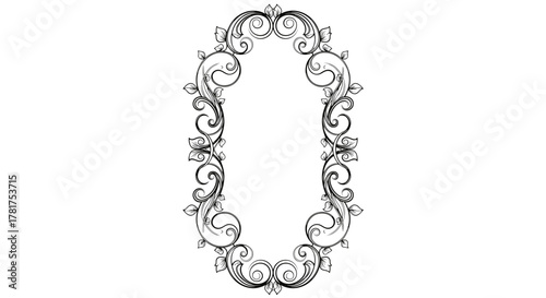 Elegant ornate decorative oval frame with floral accents and swirling patterns.