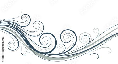 Elegant abstract swirling lines and decorative curves creating a sense of movement and grace.